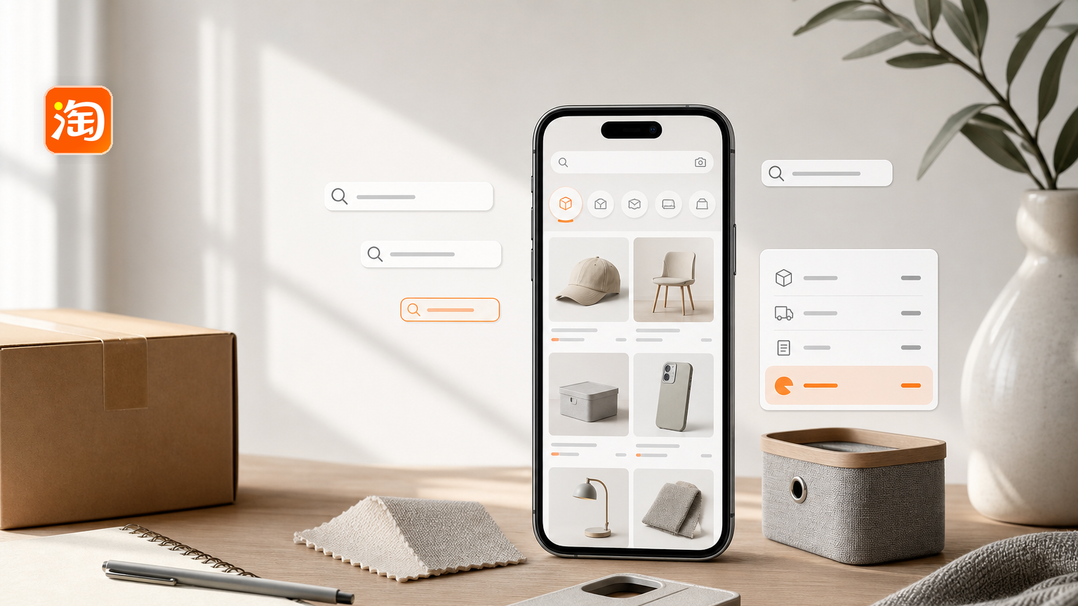 Taobao на экране смартфона: поиск товаров и расчёт стоимости